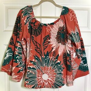 Manuheali’i Hawaii Coral Floral Blouse – Size S